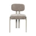 Lot de 4 chaises assise et dossier rembourré et tissu toucher doux taupe pieds métal design - STUBBY