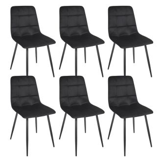 Lot de 6 chaises matelassées en tissu toucher doux noir - MATELIA