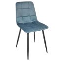 Lot de 4 chaises matelassées en tissu toucher doux bleu canard - MATELIA