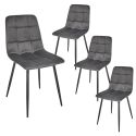 Lot de 4 chaises matelassées en tissu toucher doux gris - MATELIA