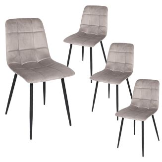 Lot de 4 chaises matelassées en tissu toucher doux taupe - MATELIA