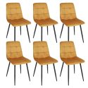 Lot de 6 chaises matelassées en tissu toucher doux jaune - MATELIA