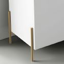 Rangement 2 portes laqué blanc pieds et poignées métal doré + Leds - CARAT