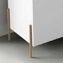 Buffet haut 4 portes laqué blanc pieds et poignées métal doré + Leds - CARAT