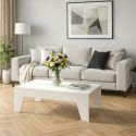 Table basse laqué blanche pieds biseautés design- CARAT
