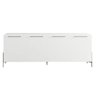 Buffet 4 portes laqué blanc pieds et poignées métal anthracite - CARAT