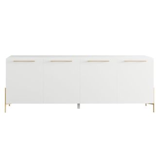 Buffet 4 portes laqué blanc pieds et poignées métal doré - CARAT