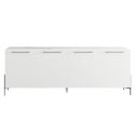 Buffet 4 portes laqué blanc plateau marbré pieds et poignées métal anthracite - CARAT