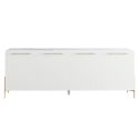 Buffet 4 portes laqué blanc plateau marbré pieds et poignées métal doré - CARAT