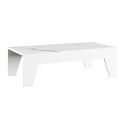 Table basse laqué blanche plateau marbré pieds biseautés design- CARAT