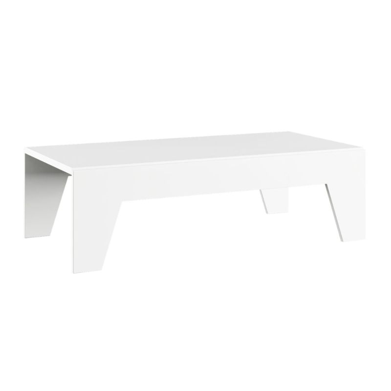 Table basse laqué blanche pieds biseautés design- CARAT