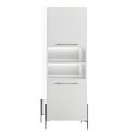 Rangement 2 portes laqué blanc pieds et poignées métal anthracite + Leds - CARAT