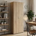 LIST - Armoire 2 Portes 6 Compartiments Aspect Bois