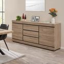 MASSIRE - Buffet 2 Portes 3 Tiroirs Aspect Bois