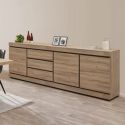 MASSIRE - Buffet 3 Portes 3 Tiroirs Aspect Bois
