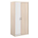 Armoire 2 portes aspect bois avec 1 porte blanche sérigraphiée - CHARLINE