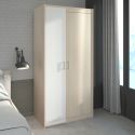 Armoire 2 portes aspect bois avec 1 porte blanche sérigraphiée - CHARLINE