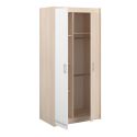 Armoire 2 portes aspect bois avec 1 porte blanche sérigraphiée - CHARLINE