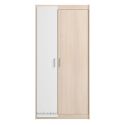 Armoire 2 portes aspect bois avec 1 porte blanche sérigraphiée - CHARLINE