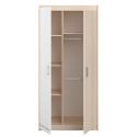 Armoire 3 portes 1 tiroir aspect bois avec 1 porte blanche sérigraphiée - CHARLINE