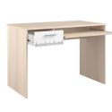 Bureau aspect bois avec tablette et 1 tiroir blanc sérigraphiée - CHARLINE