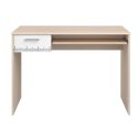 Bureau aspect bois avec tablette et 1 tiroir blanc sérigraphiée - CHARLINE