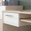 Bureau aspect bois avec tablette et 1 tiroir blanc sérigraphiée - CHARLINE