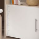 Lit 90x200 combiné avec bureau aspect bois et façades blanches sérigraphiées - CHARLINE