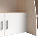 Lit 90x200 combiné avec bureau aspect bois et façades blanches sérigraphiées - CHARLINE