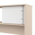 Tête de lit avec rangements aspect bois façade blanche sérigraphiée - CHARLINE