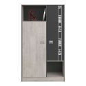 Armoire 2 portes aspect bois grisé avec 1 porte anthracite sérigraphiée - ZIGGY