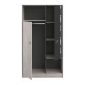 Armoire 2 portes aspect bois grisé avec 1 porte anthracite sérigraphiée - ZIGGY