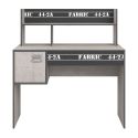 Bureau avec rangements aspect bois grisé et anthracite avec sérigraphies - ZIGGY