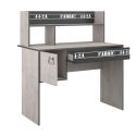 Bureau avec rangements aspect bois grisé et anthracite avec sérigraphies - ZIGGY