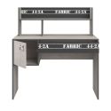 Bureau avec rangements aspect bois grisé et anthracite avec sérigraphies - ZIGGY