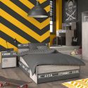 Lot de 2 tiroirs de lit aspect bois grisé façade anthracite sérigraphiée - ZIGGY