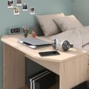 Lit 90x200 combiné avec bureau et rangements aspect bois et vert céladon - ADELINE