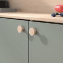 Lit 90x200 combiné avec bureau et rangements aspect bois et vert céladon - ADELINE