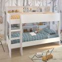 Lits 90x200 superposés blanc avec niches fond aspect bois ou blanches - LEANE