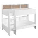 Lits 90x200 superposés blanc avec niches fond aspect bois ou blanches - LEANE