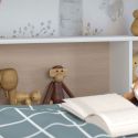 Lits 90x200 superposés blanc avec niches fond aspect bois ou blanches - LEANE