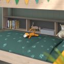 Lits 90x200 superposés aspect bois avec niches fond anthracite - LEANE