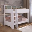 Lits 90x200 superposés blanc avec niches fond vert céladon ou terracotta - LEANE