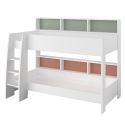 Lits 90x200 superposés blanc avec niches fond vert céladon ou terracotta - LEANE