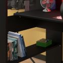 Lit surélevé 90x200 noir avec étagères et bureau gaming + leds - PLAYIT