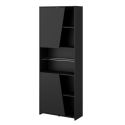 Armoire noire 2 portes vitrées réversibles avec led - PLAYIT