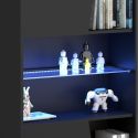 Armoire noire 2 portes vitrées réversibles avec led - PLAYIT