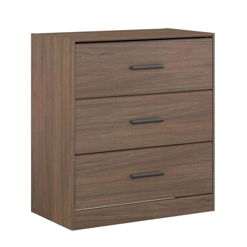 Commode 3 tiroirs aspect bois teinté noyer - KASUAL
