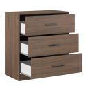 Commode 3 tiroirs aspect bois teinté noyer - KASUAL