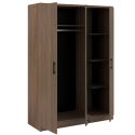 Armoire 3 portes avec 1 miroir central aspect bois teinté noyer - KASUAL